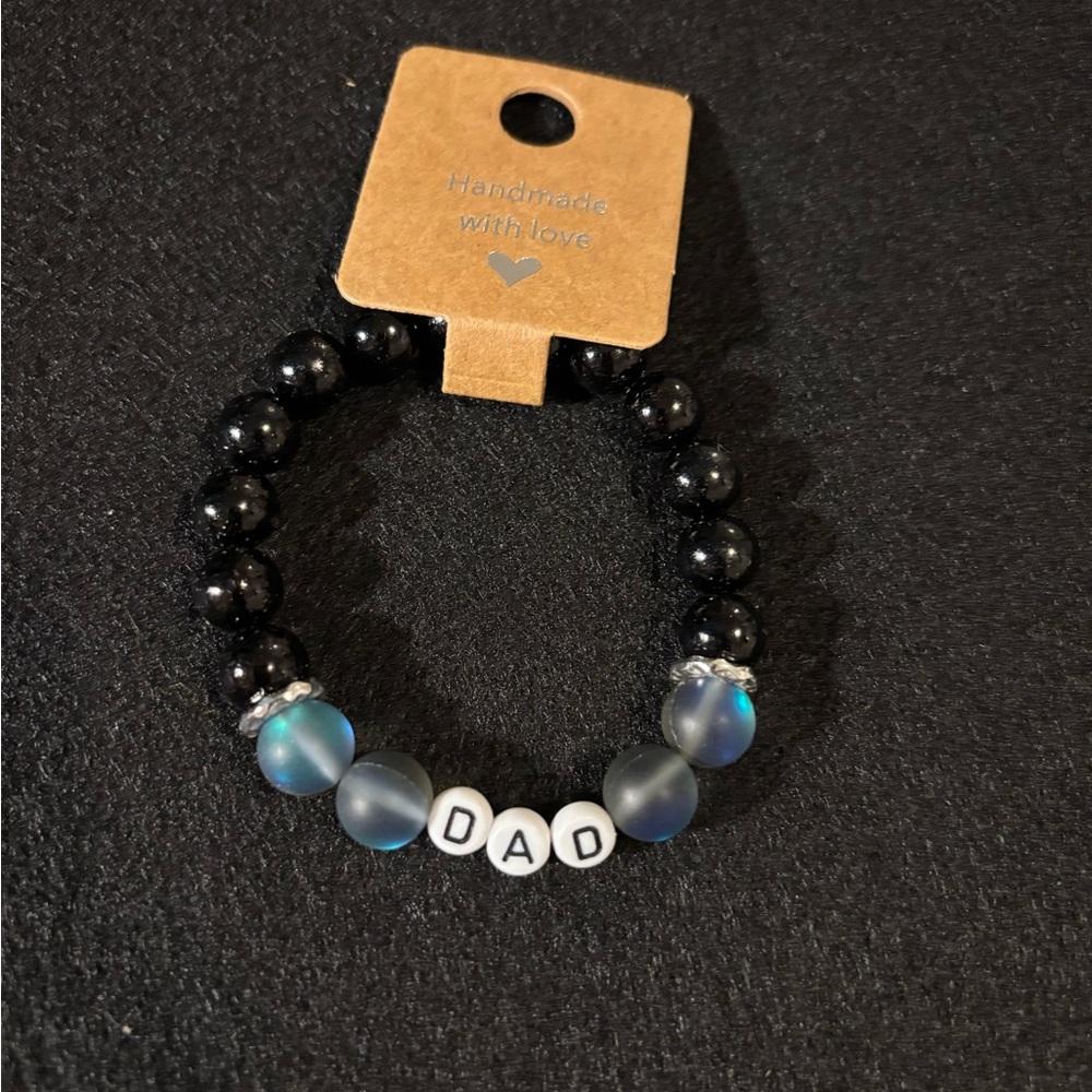 Black and White Beaded Bracelet for Dad